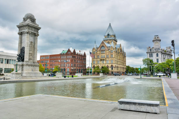 View of the Clinton Square in Syracuse, NY stock photo