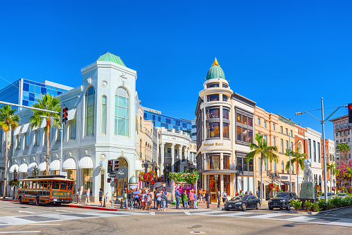 View Of The Fashionable Street Rodeo Drive In Hollywood La Stock Photo ...