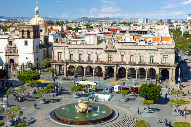 View of the Plaza Guadalajara in downtown Guadalajara, Jalisco, Mexico. stock photo
