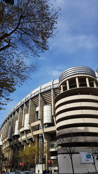 View of the Santiago Bernabeu stadium, Madrid, Spain Madrid, Spain - 15 December, 2018: View of the Santiago Bernabeu stadium. The site is the home of the Real Madrid soccer team. real madrid stock pictures, royalty-free photos & images