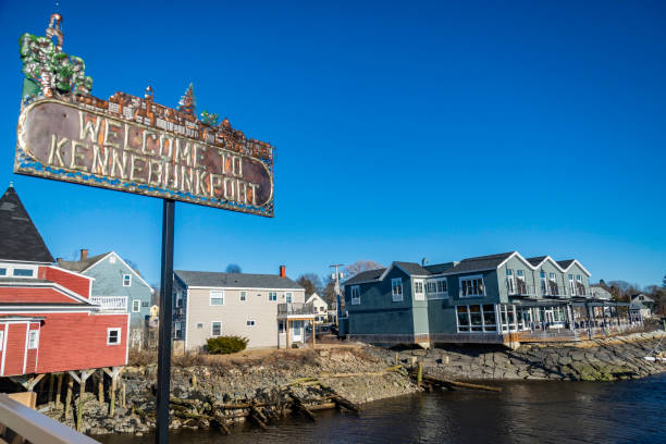 View of the small village of Kennebunkport, Maine, USA stock photo