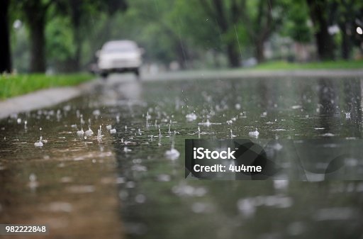 istock View of the street surface during rain. 982222848