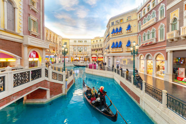 view of the The Venetian Macao San Luca Canal Macau, China - February 25, 2017: view of the The Venetian Macao San Luca Canal. It is a luxury hotel and casino resort in Macau the venetian macao stock pictures, royalty-free photos & images