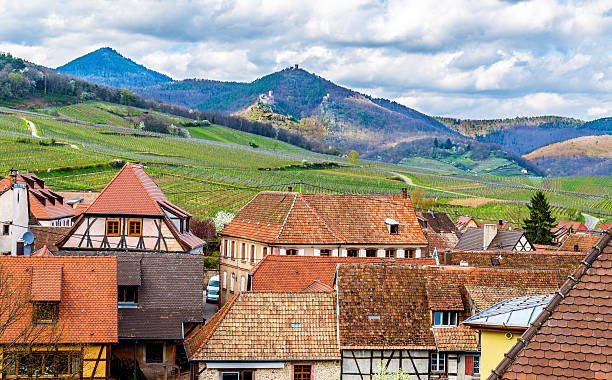 View of the Vosges mountains from Hunawihr - Alsace, France View of the Vosges mountains from Hunawihr - Alsace, France vosges department france stock pictures, royalty-free photos & images