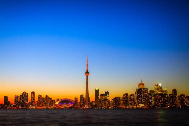 View of Toronto Cityscape during sunset stock photo