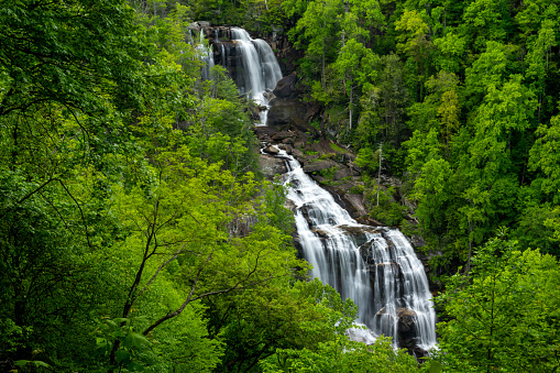 View of Upper Whitewater Falls in the Nantahala National Forest in Western North Carolina.