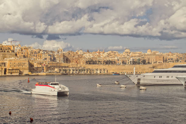 A view of Valletta in Malta from Senglea stock photo