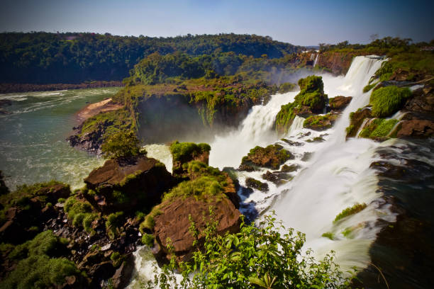 View of waterfalls at Iguazu Falls National Park, Argentina/Brazil stock photo