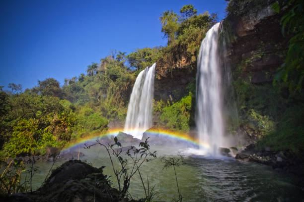 View of waterfalls at Iguazu Falls National Park, Argentina/Brazil stock photo
