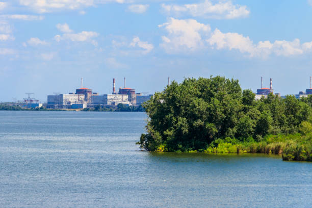 View of Zaporizhia Nuclear Power Station in Enerhodar, Ukraine View of Zaporizhia Nuclear Power Station in Enerhodar, Ukraine zaporizhzhia stock pictures, royalty-free photos & images