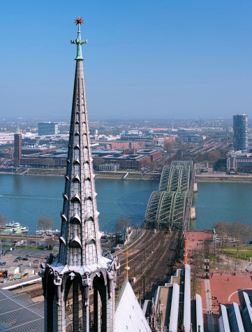 View on Hohenzollern Bridge from the Tower of Cologne Cathedral, Germany