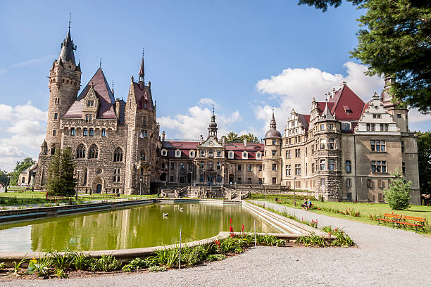 View on Moszna Castle - Poland, Europe. stock photo