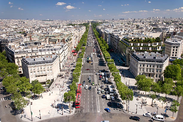 View on Paris from Arc de Triomphe, France stock photo