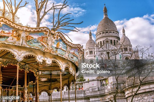 istock view on Sacre Coeur with old caroussel 540572138