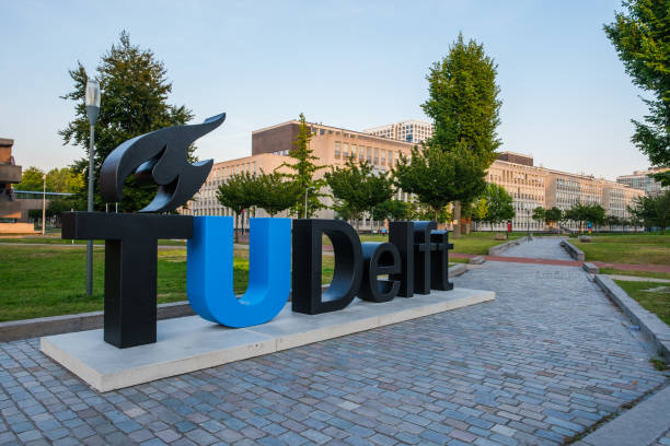 View on the campus of the Delft University of Technology, Netherlands stock photo