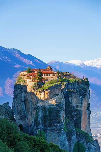 View on the Monastery of Holy Trinity, Greece stock photo