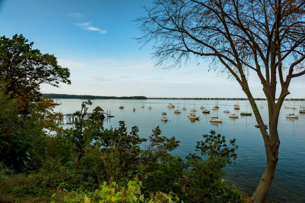 View on the Northport Bay in Centerport, NY stock photo