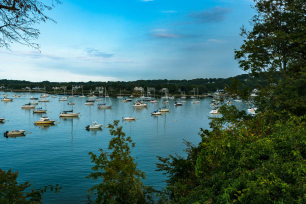 View on the Northport Bay in Centerport, NY stock photo