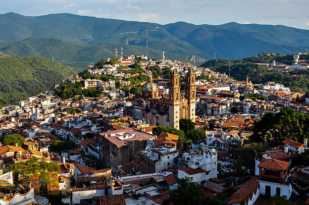View over Colonial city of Taxco, Guerreros, Mexico stock photo