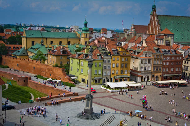 A view over old town, Warsaw Poland stock photo