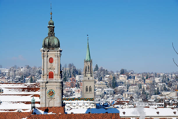 View over St.Gallen in winter  abbey monastery stock pictures, royalty-free photos & images