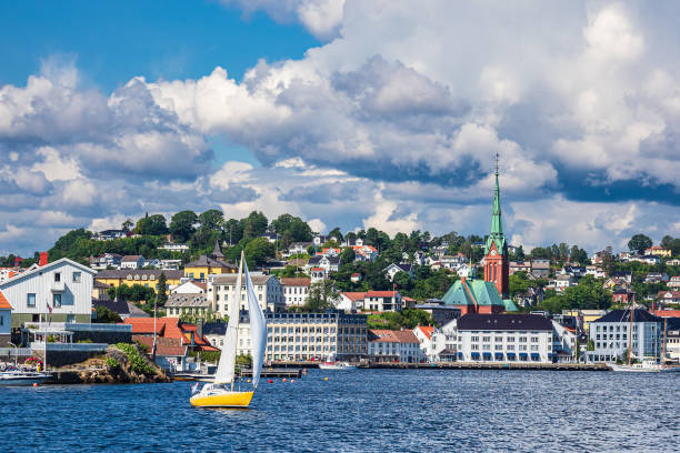 View to the city Arendal in Norway stock photo