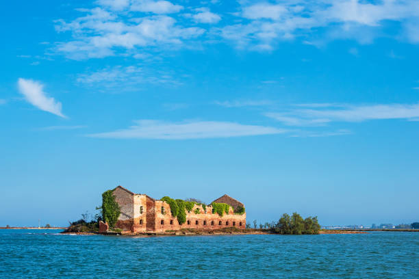 View to the island Madonna del Monte near Venice, Italy stock photo