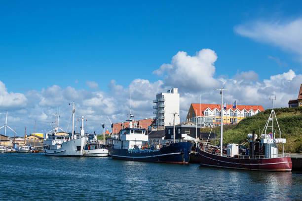 View to the port of Hirtshals in Denmark stock photo