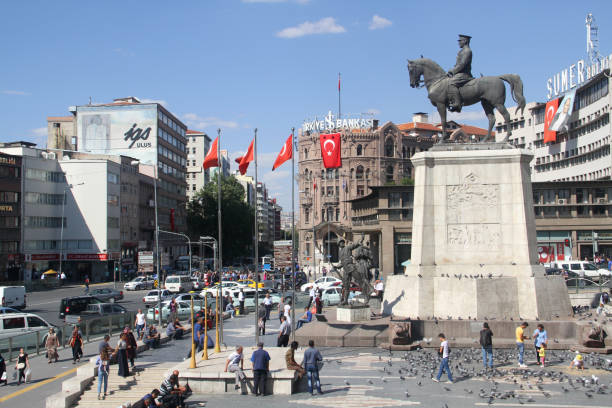 A view to Ulus,Atatürk Statue Square, Ankara, Turkey A view to Ulus,Atatürk Statue Square, Ankara, Turkey. Photo taken in 4th, October, 2016. People in street walking, going home. in rush hour. Ulus Atatürk Statue Square is old historic street. Also there is lot of office, government office and banks, etc. The street is always crowded. People walking, going office, shopping. ankara turkey stock pictures, royalty-free photos & images