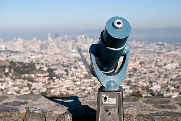 Viewfinder looking down on San Francisco stock photo