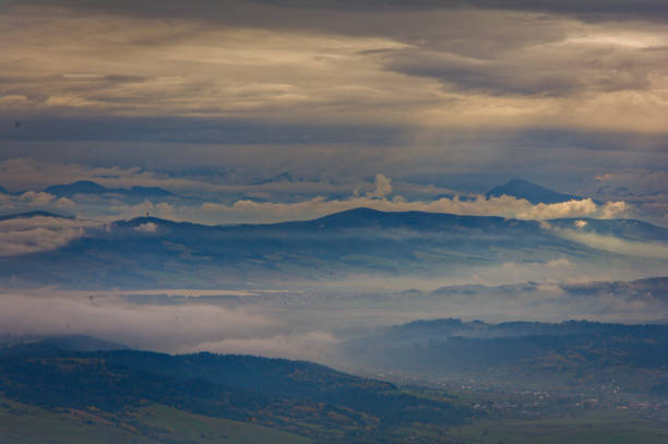 Views from Babia Góra Mountain in Poland stock photo