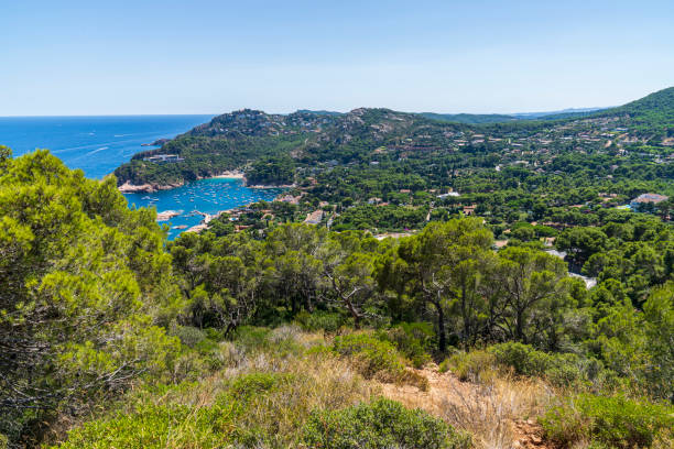 Views from the top of Begur beach, Girona, Catalonia, Spain. stock photo