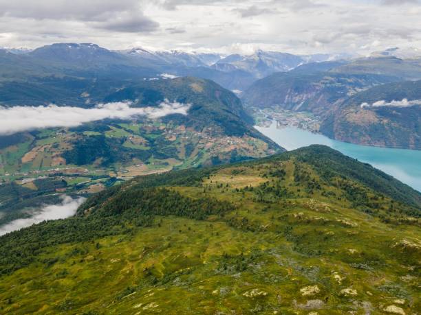 Views of Gaupnefjorden from Molden hike in Norway stock photo