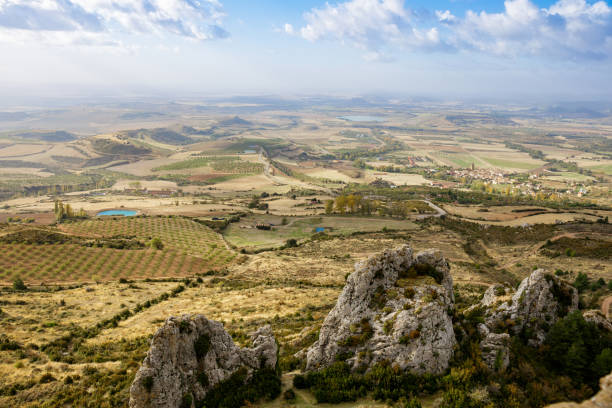 Views of "Olla de Huesca" from Loarre Castle, Huesca Province, Spain stock photo