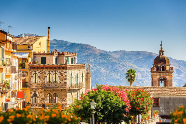 Views of Taormina Beatuful details of architecture in siciliat town Taormina cathedral photos stock pictures, royalty-free photos & images
