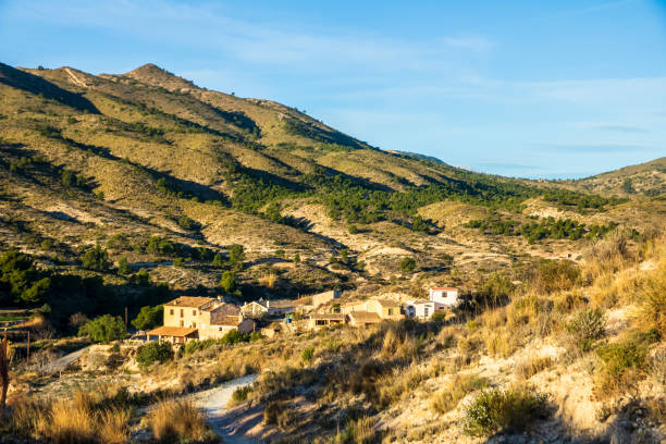Views of the town and mountains of Montnegre in Xixona, Alicante, Spain. stock photo