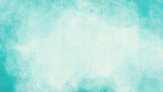 Vignette Watercolor Texture Background - Hand-Painted Pastel Aqua Brush Strokes with Copy Space