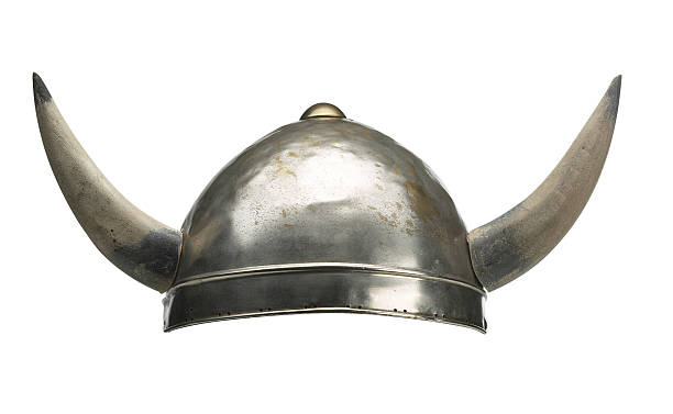 Viking hat with big horns Headgear viking metal with large horns isolated on white horned stock pictures, royalty-free photos & images
