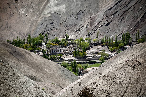 Village in Indian Himalaya stock photo