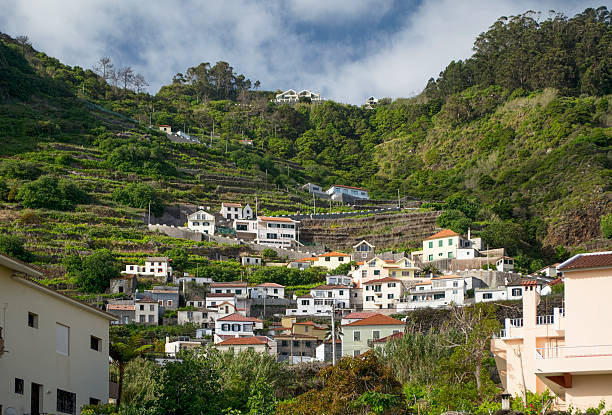 Village of Porto Moniz in the north coast of Madeira stock photo