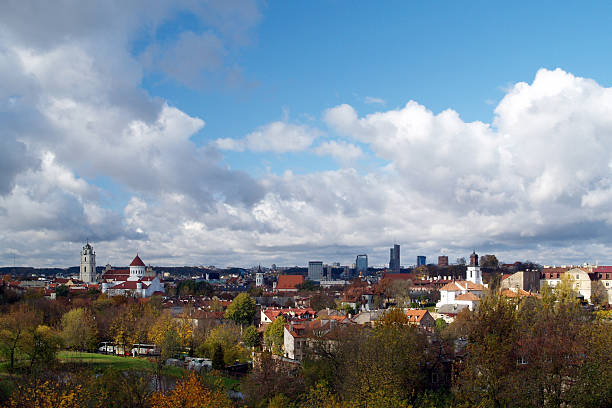 Vilnius panorama in autumn stock photo
