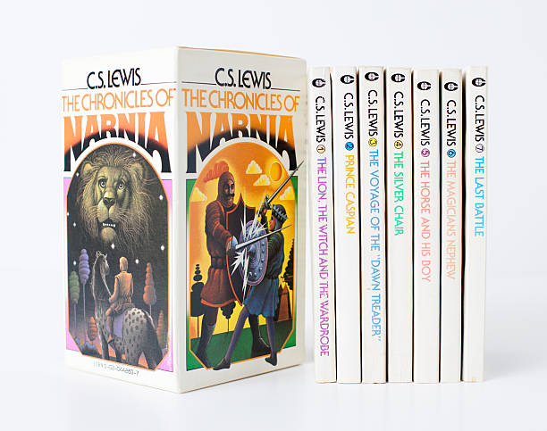 Vintage 70s C.S. Lewis Chronicles of Narnia Book Set stock photo