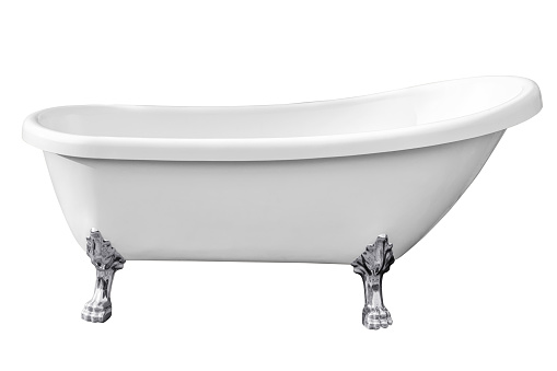 Vintage bathtub isolated on white backgrounds work with clipping path.