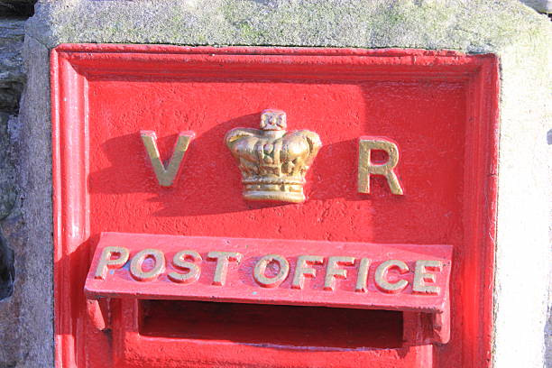 Vintage British Royal Mail red Victorian post box stock photo