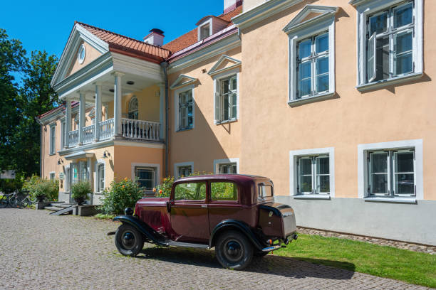 Vintage car Opel 1936 P4 in Vihula manor in Lahemaa National Park, Estonia stock photo