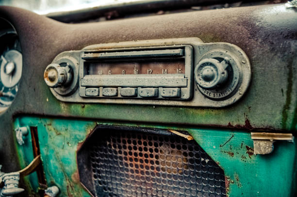 Vintage Car Radio Dashboard stock photo