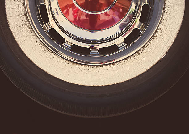 Vintage car tire stock photo