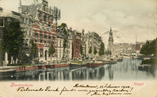 Very old postcard showing Amsterdam