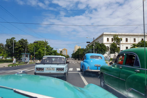 Vintage cars on the streets of Havana stock photo
