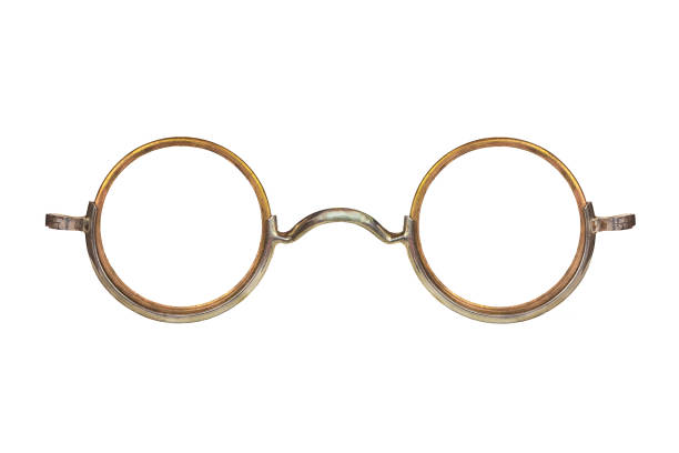 Vintage circular eyeglasses isolated on white stock photo
